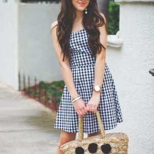 SHEIN Lace Up Back Gingham Cami Dress